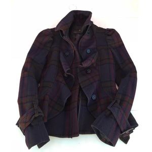 BCBG ruffle plaid militant jacket